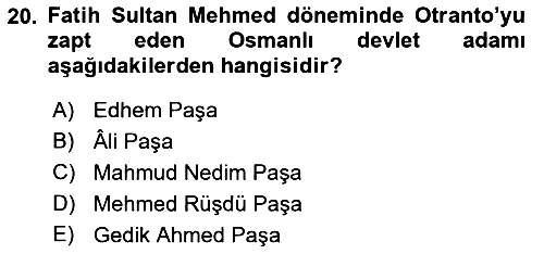 Osmanlı Tarihi (1300-1566) 2021-2022 Ara Sınav - 20. soru