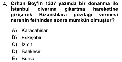 Osmanlı Tarihi (1300-1566) 2022-2023 Ara Sınav - 4. soru