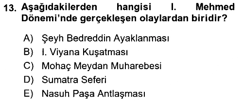 Osmanlı Tarihi (1300-1566) 2022-2023 Ara Sınav - 13. soru