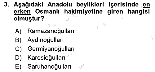 Osmanlı Tarihi (1300-1566) 2023-2024 Ara Sınav - 3. soru