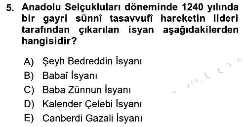 Osmanlı Tarihi (1300-1566) 2023-2024 Ara Sınav - 5. soru