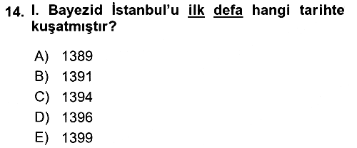 Osmanlı Tarihi (1300-1566) 2023-2024 Ara Sınav - 14. soru