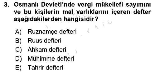 Osmanlı Tarihi (1300-1566) 2024-2025 Ara Sınav - 3. soru