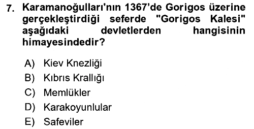 Osmanlı Tarihi (1300-1566) 2024-2025 Ara Sınav - 7. soru