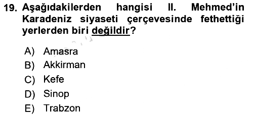 Osmanlı Tarihi (1300-1566) 2024-2025 Ara Sınav - 19. soru