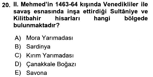 Osmanlı Tarihi (1300-1566) 2024-2025 Ara Sınav - 20. soru