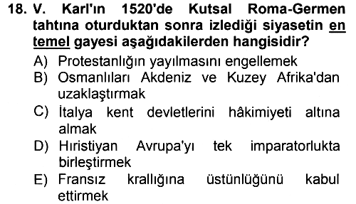 Osmanlı Tarihi (1300-1566) 2012-2013 Dönem Sonu Sınavı - 18. soru