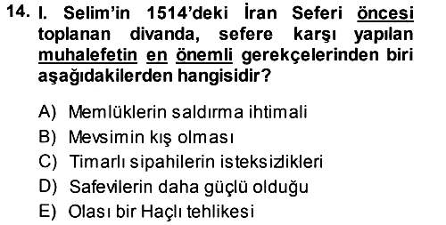 Osmanlı Tarihi (1300-1566) 2013-2014 Dönem Sonu Sınavı - 14. soru