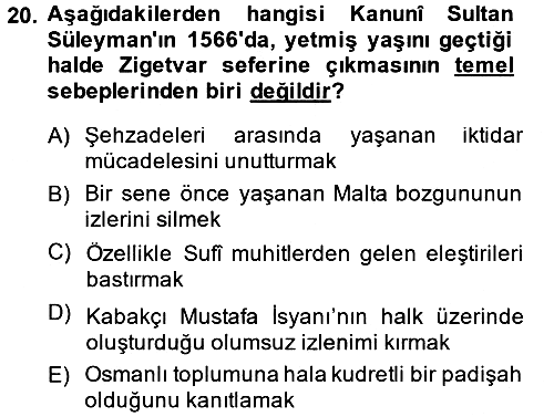 Osmanlı Tarihi (1300-1566) 2013-2014 Dönem Sonu Sınavı - 20. soru