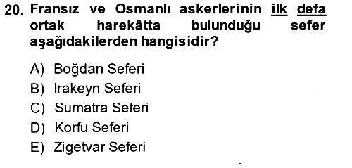 Osmanlı Tarihi (1300-1566) 2014-2015 Dönem Sonu Sınavı - 20. soru
