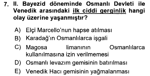 Osmanlı Tarihi (1300-1566) 2015-2016 Dönem Sonu Sınavı - 7. soru