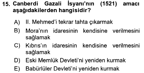 Osmanlı Tarihi (1300-1566) 2015-2016 Dönem Sonu Sınavı - 15. soru