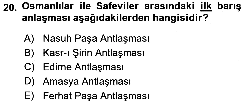 Osmanlı Tarihi (1300-1566) 2015-2016 Dönem Sonu Sınavı - 20. soru