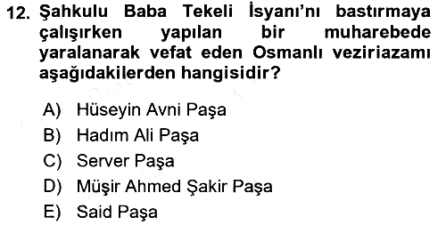 Osmanlı Tarihi (1300-1566) 2016-2017 Dönem Sonu Sınavı - 12. soru