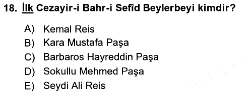 Osmanlı Tarihi (1300-1566) 2016-2017 Dönem Sonu Sınavı - 18. soru