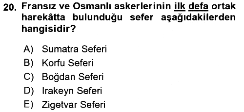 Osmanlı Tarihi (1300-1566) 2016-2017 Dönem Sonu Sınavı - 20. soru