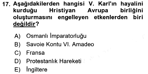 Osmanlı Tarihi (1300-1566) 2017-2018 Dönem Sonu Sınavı - 17. soru