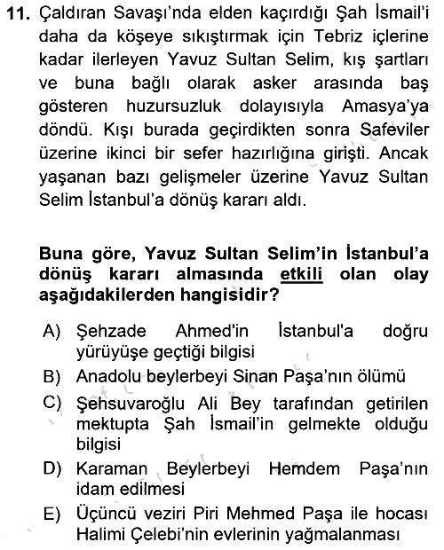 Osmanlı Tarihi (1300-1566) 2019-2020 Dönem Sonu Sınavı - 11. soru