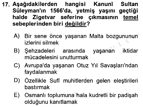 Osmanlı Tarihi (1300-1566) 2019-2020 Dönem Sonu Sınavı - 17. soru