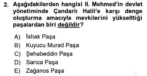 Osmanlı Tarihi (1300-1566) 2022-2023 Dönem Sonu Sınavı - 2. soru