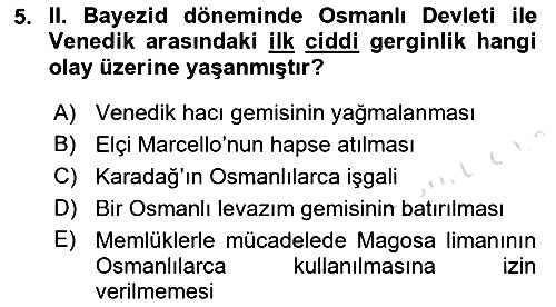 Osmanlı Tarihi (1300-1566) 2022-2023 Dönem Sonu Sınavı - 5. soru