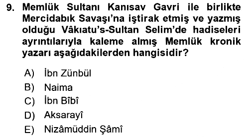Osmanlı Tarihi (1300-1566) 2022-2023 Dönem Sonu Sınavı - 9. soru