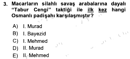 Osmanlı Tarihi (1300-1566) 2023-2024 Dönem Sonu Sınavı - 3. soru