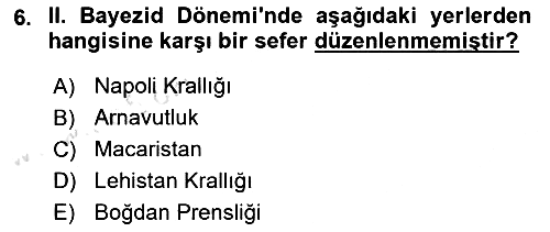 Osmanlı Tarihi (1300-1566) 2023-2024 Dönem Sonu Sınavı - 6. soru