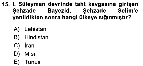 Osmanlı Tarihi (1300-1566) 2023-2024 Dönem Sonu Sınavı - 15. soru
