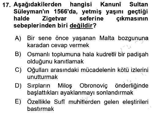 Osmanlı Tarihi (1300-1566) 2023-2024 Dönem Sonu Sınavı - 17. soru