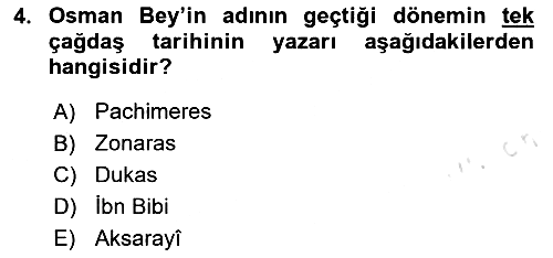 Osmanlı Tarihi (1300-1566) 2024-2025 Dönem Sonu Sınavı - 4. soru