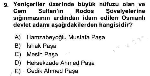 Osmanlı Tarihi (1300-1566) 2024-2025 Dönem Sonu Sınavı - 9. soru