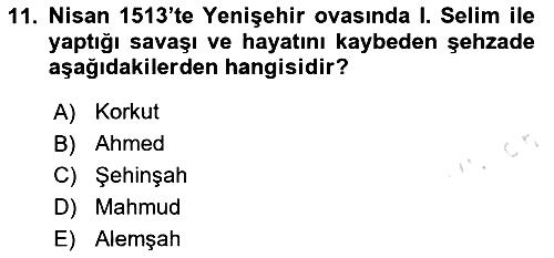 Osmanlı Tarihi (1300-1566) 2024-2025 Dönem Sonu Sınavı - 11. soru