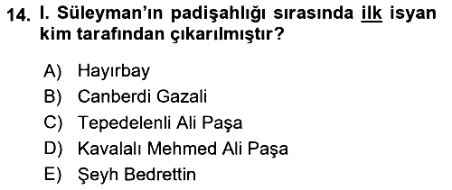 Osmanlı Tarihi (1300-1566) 2024-2025 Dönem Sonu Sınavı - 14. soru