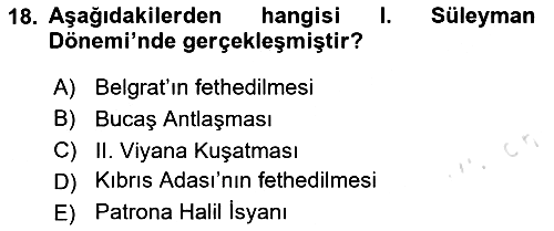 Osmanlı Tarihi (1300-1566) 2024-2025 Dönem Sonu Sınavı - 18. soru
