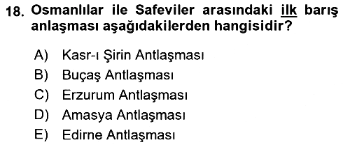 Osmanlı Tarihi (1300-1566) 2018-2019 Yaz Okulu Sınavı - 18. soru