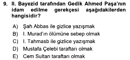 Osmanlı Tarihi (1300-1566) 2020-2021 Yaz Okulu Sınavı - 9. soru