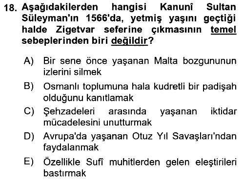 Osmanlı Tarihi (1300-1566) 2020-2021 Yaz Okulu Sınavı - 18. soru