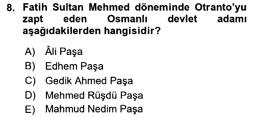 Osmanlı Tarihi (1300-1566) 2022-2023 Yaz Okulu Sınavı - 8. soru