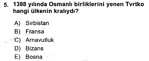 Osmanlı Tarihi (1300-1566) 2023-2024 Yaz Okulu Sınavı - 5. soru