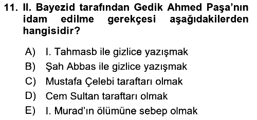 Osmanlı Tarihi (1300-1566) 2023-2024 Yaz Okulu Sınavı - 11. soru