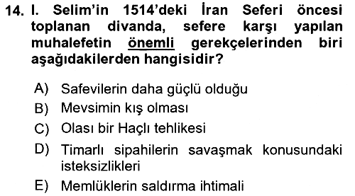 Osmanlı Tarihi (1300-1566) 2023-2024 Yaz Okulu Sınavı - 14. soru