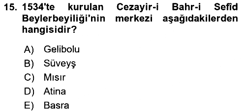 Osmanlı Tarihi (1300-1566) 2023-2024 Yaz Okulu Sınavı - 15. soru