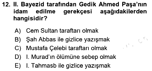 Osmanlı Tarihi (1300-1566) 2025-2026 Yaz Okulu Sınavı - 12. soru