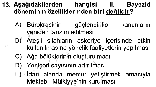 Osmanlı Tarihi (1300-1566) 2025-2026 Yaz Okulu Sınavı - 13. soru