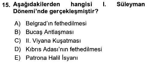 Osmanlı Tarihi (1300-1566) 2025-2026 Yaz Okulu Sınavı - 15. soru