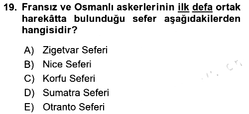 Osmanlı Tarihi (1300-1566) 2025-2026 Yaz Okulu Sınavı - 19. soru