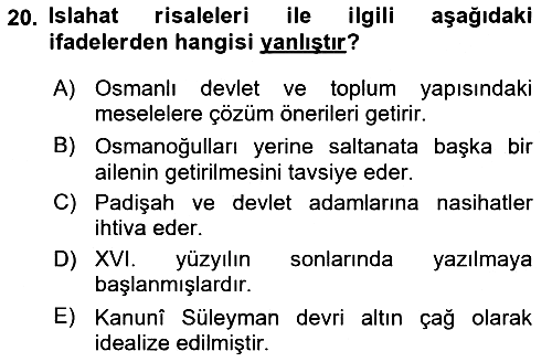 Osmanlı Tarihi (1300-1566) 2025-2026 Yaz Okulu Sınavı - 20. soru