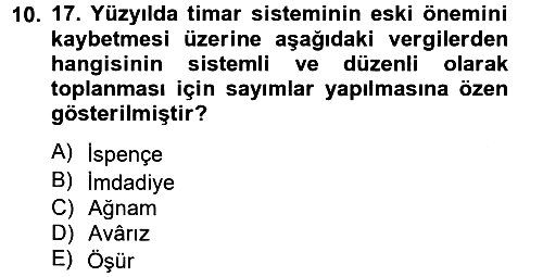 Osmanlı Tarihi (1566-1789) 2012-2013 Ara Sınav - 10. soru