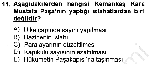 Osmanlı Tarihi (1566-1789) 2012-2013 Ara Sınav - 11. soru